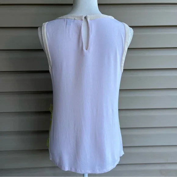 Ann Taylor Sheer Floral Overlay Sleeveless Blouse - Size Medium - Picture 5 of 8